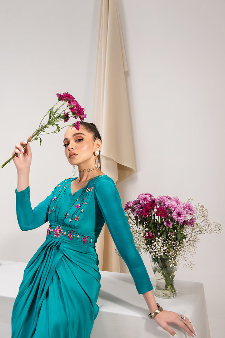 Maria Osama Khan | Tiffany Formals | Aquamarine -  Maria Osama Khan Formal -  Agha Fabrics