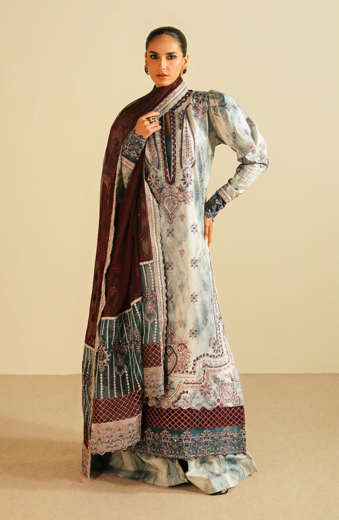 Maryum N Maria | Eid Luxury Lawn 24 | Jahanara -  Maryum N Maria Luxury -  Agha Fabrics