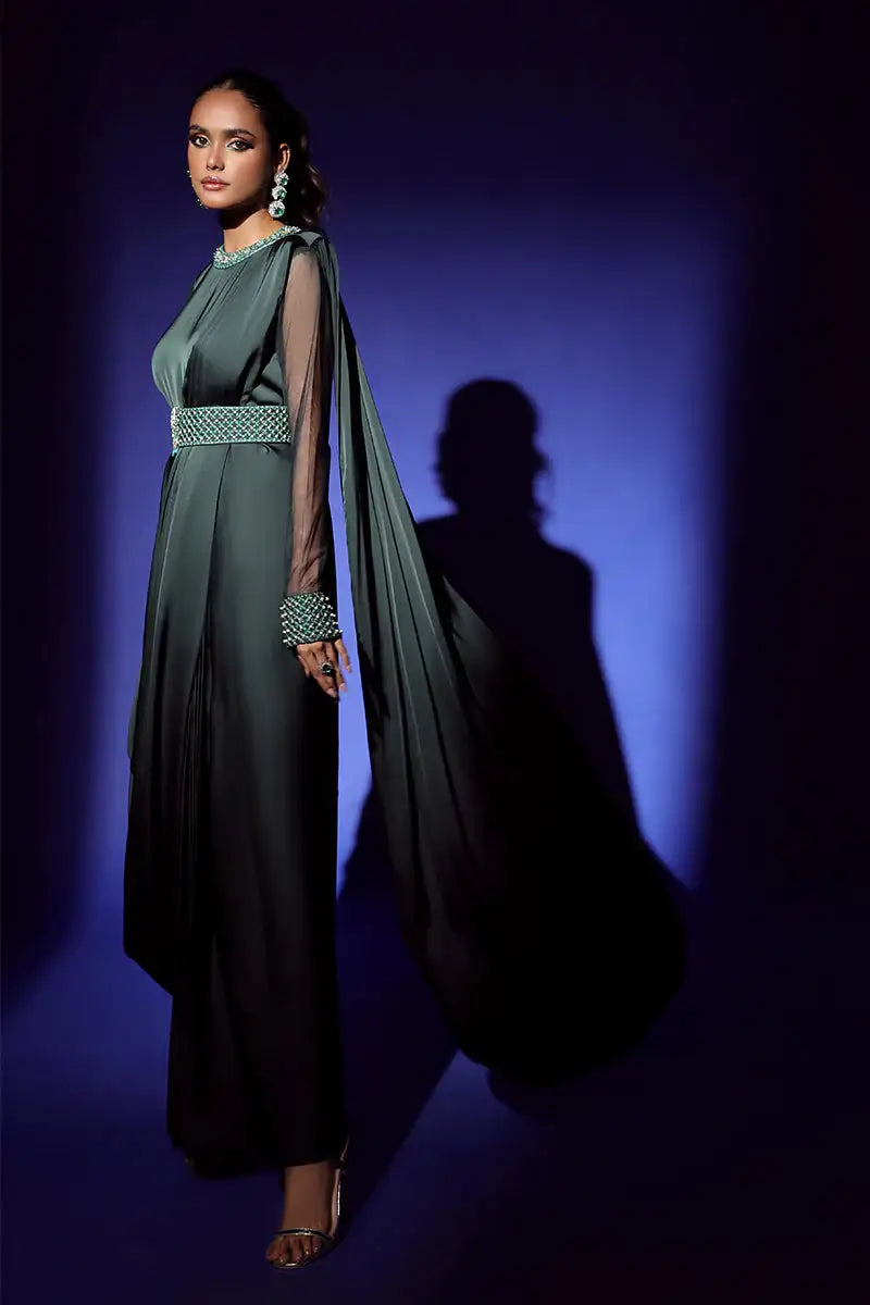 Wardha Saleem | Luxury Pret Fusion Wear | ZEPHYR SAREE DRAPE WITH BELT (2PC) - Official Wardha Saleem - Agha Fabrics UK