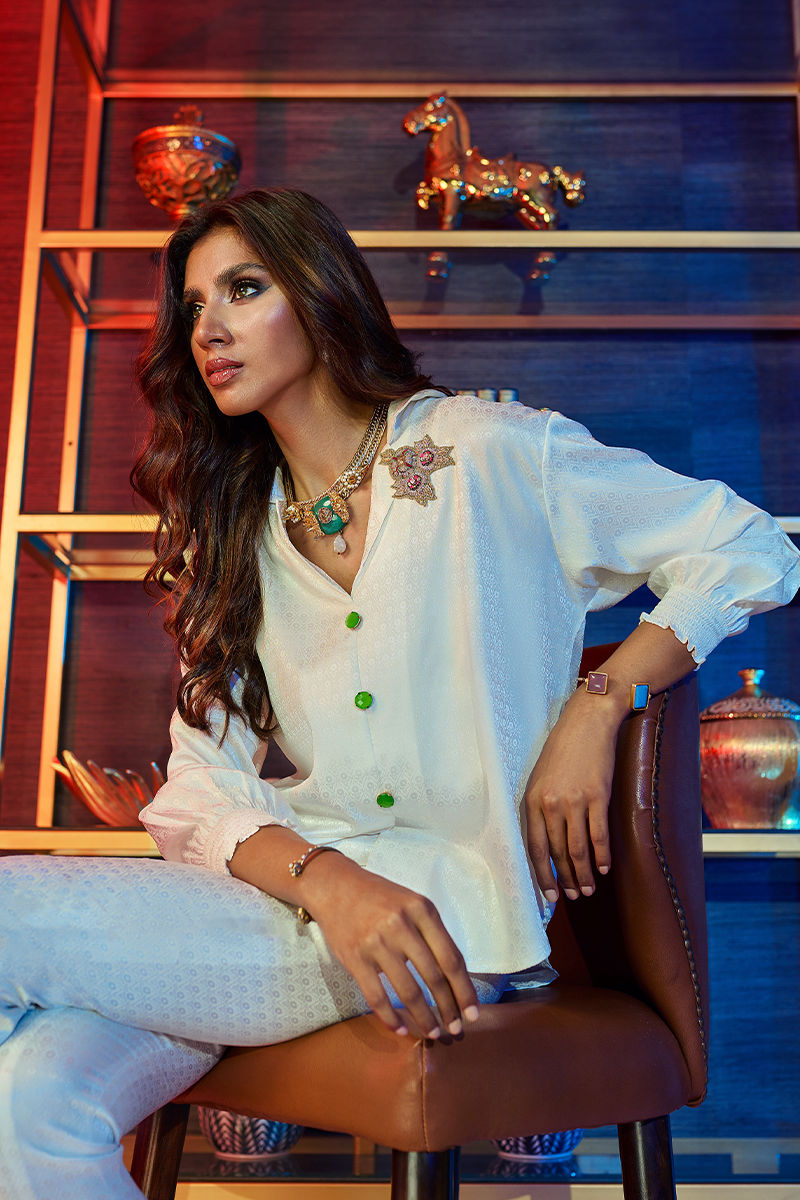 Wardha Saleem | Luxury Pret Fusion Wear | GOSSIP GIRL ÃÂ¢- WHITE CO-ORD SET