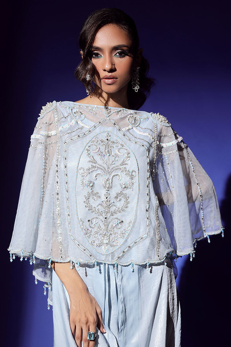 Wardha Saleem | Luxury Pret Fusion Wear | AURA CAPE WITH DRAPE (2PC)