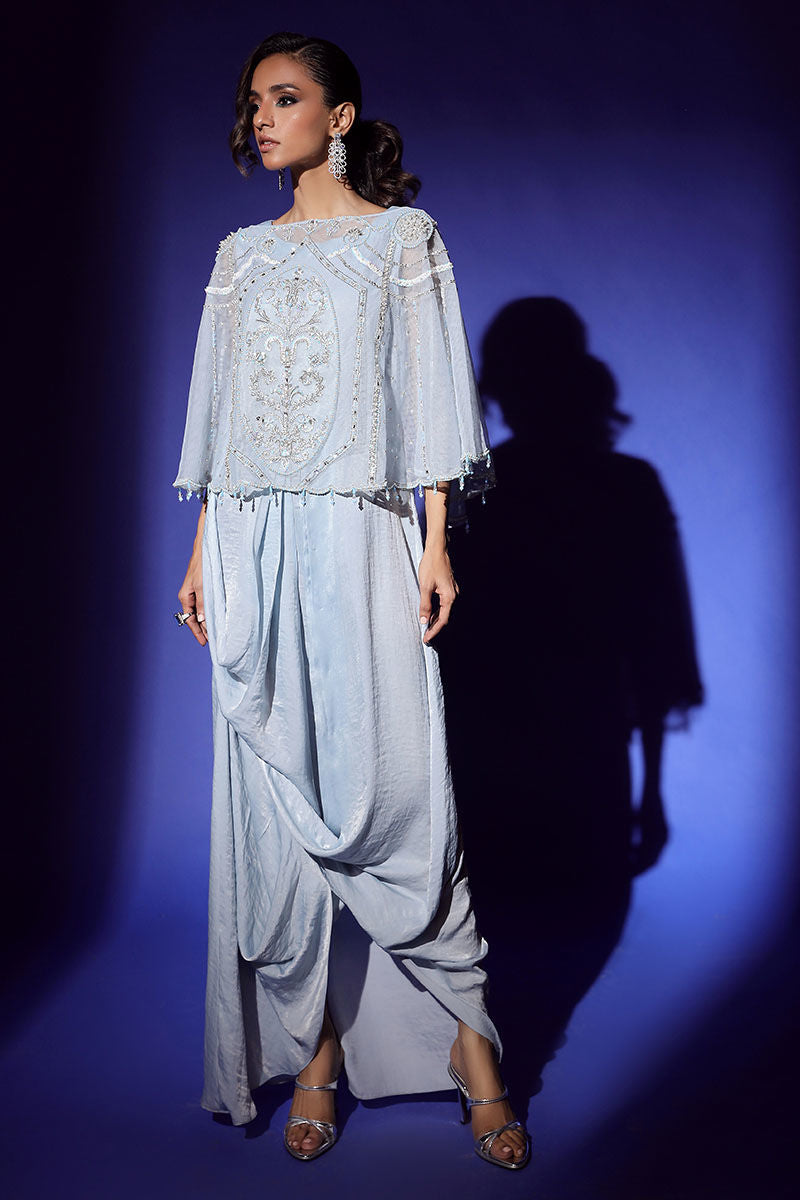 Wardha Saleem | Luxury Pret Fusion Wear | AURA CAPE WITH DRAPE (2PC)