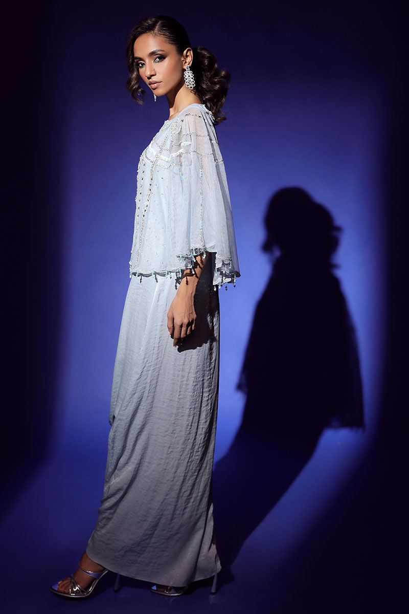 Wardha Saleem | Luxury Pret Fusion Wear | AURA CAPE WITH DRAPE (2PC)