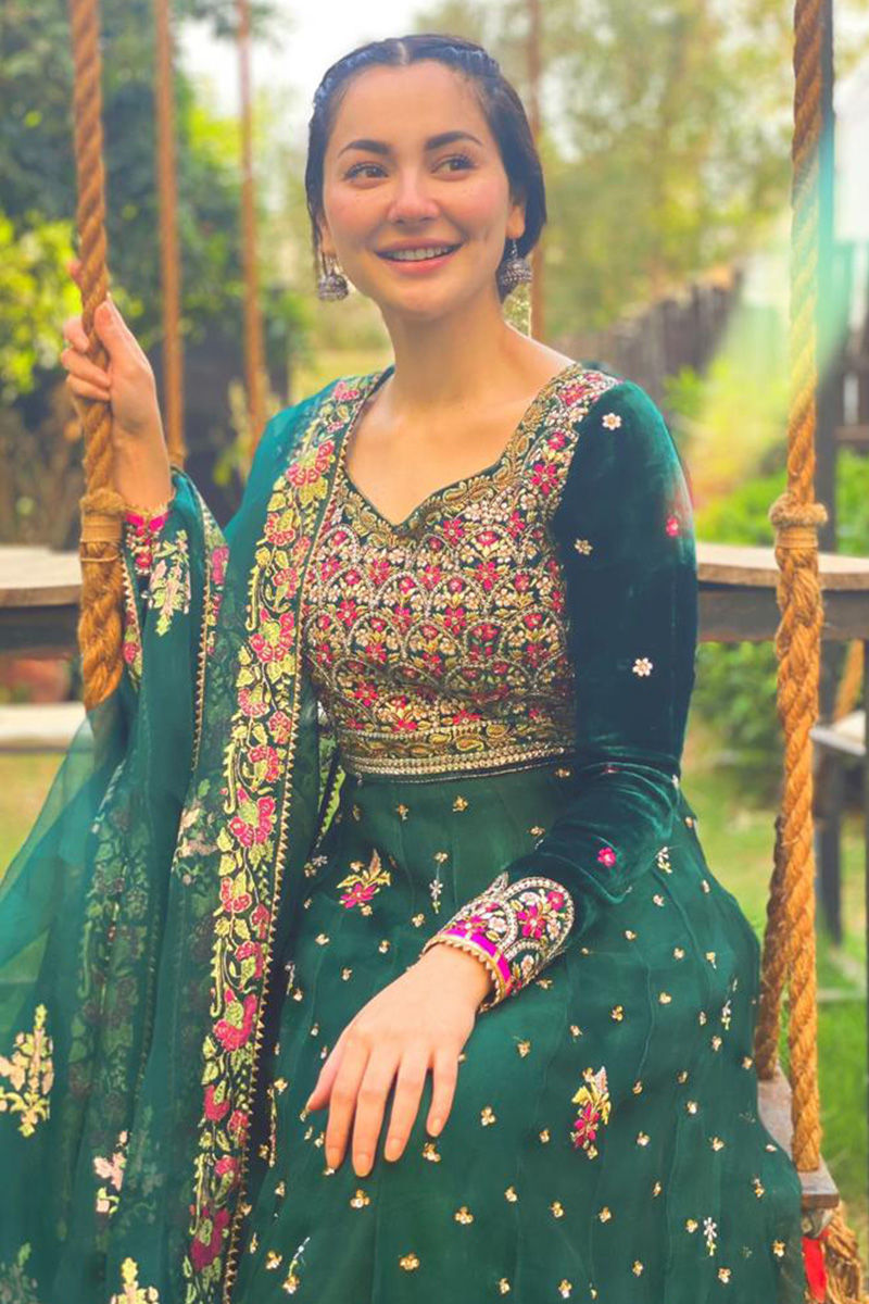 Ansab Jahangir | Bow Velvet Edit | FOREST - HANIA - Official Ansab Jahangir - Agha Fabrics UK