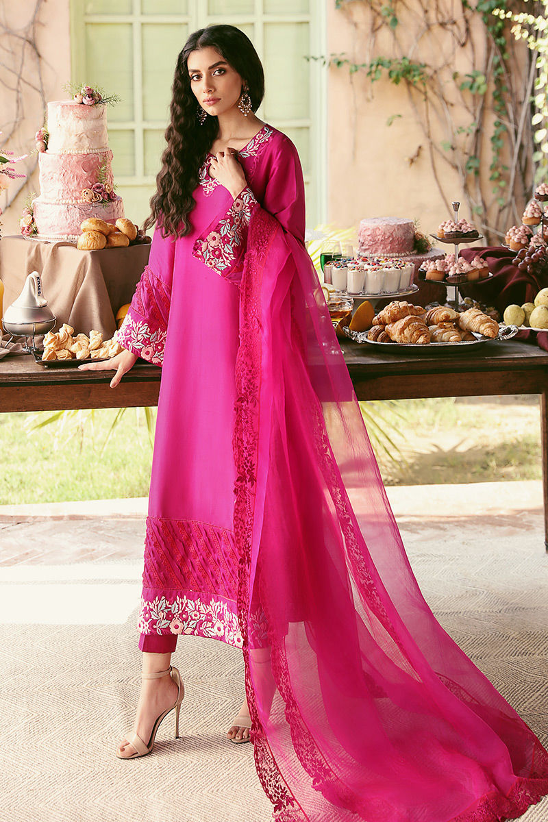 Ansab Jahangir | Luxury Silk Pret | FIERY MAGENTA