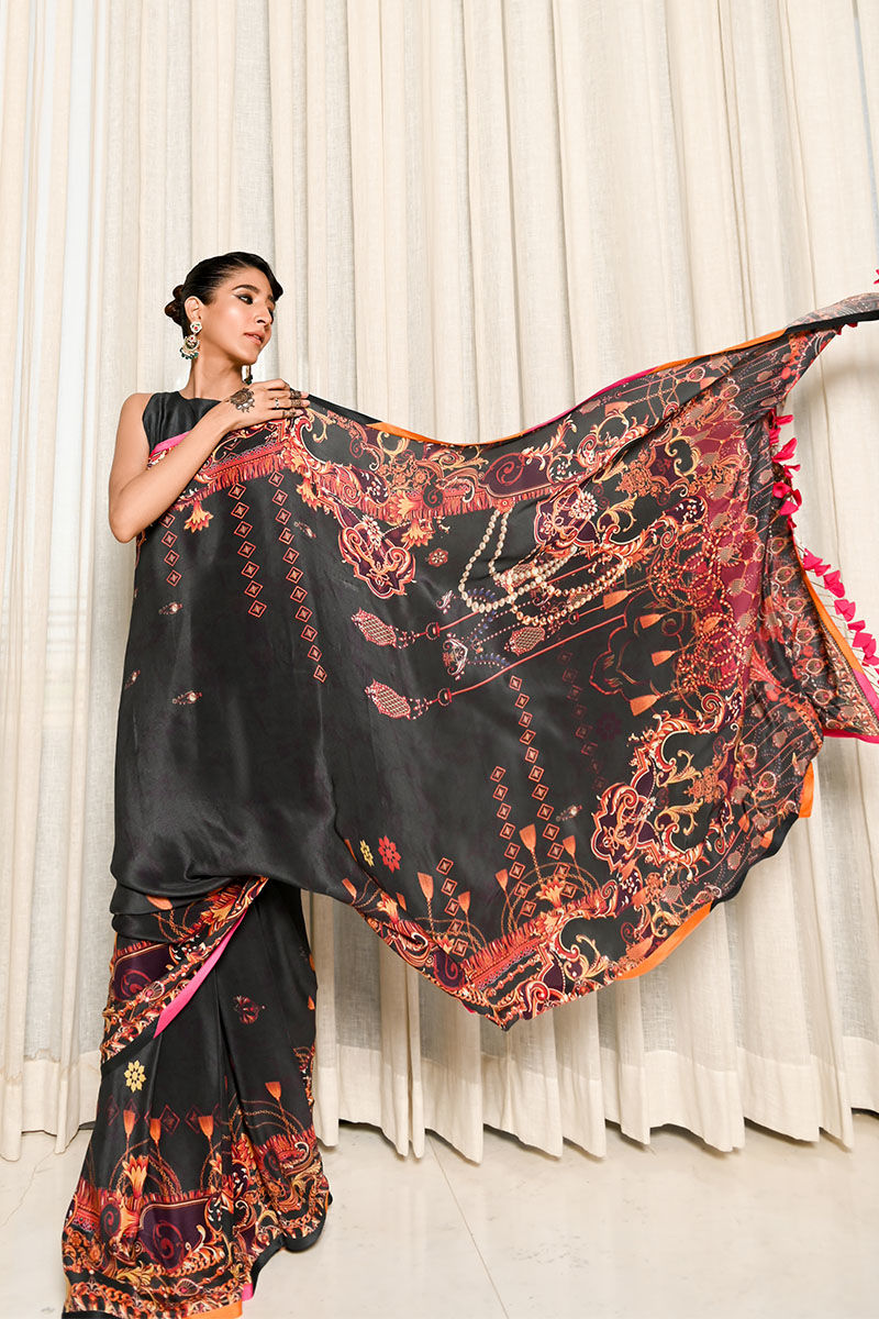 Ansab Jahangir | Luxury Silk Pret | BLACK INK