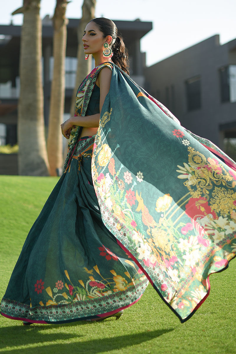 Ansab Jahangir | Luxury Silk Pret | DEEP TEAL