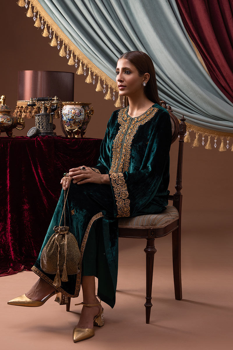 Ansab Jahangir | Bow Velvet Edit | FELICIA - Official Ansab Jahangir - Agha Fabrics UK