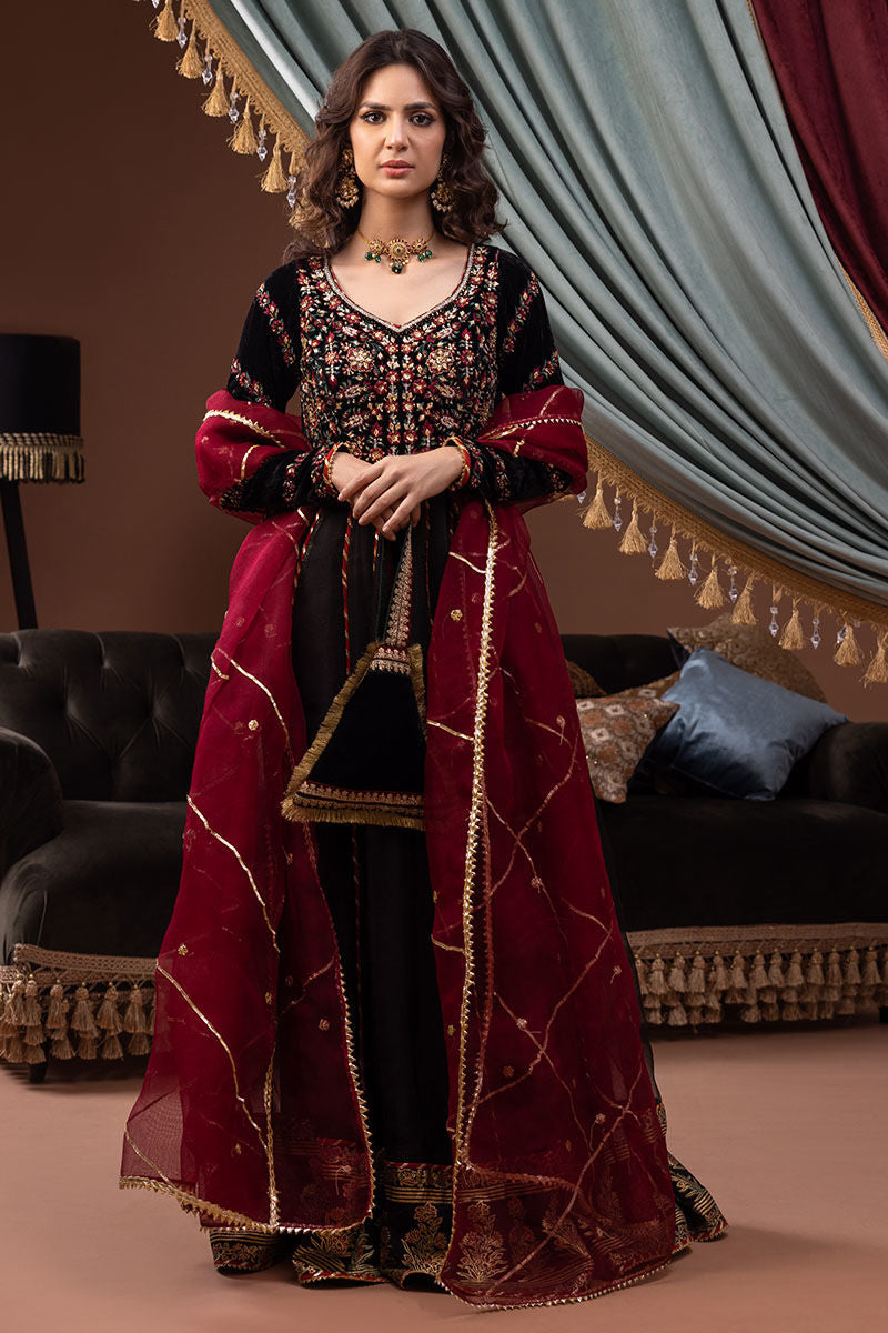 Ansab Jahangir | Bow Velvet Edit | ELAINE - Official Ansab Jahangir - Agha Fabrics UK