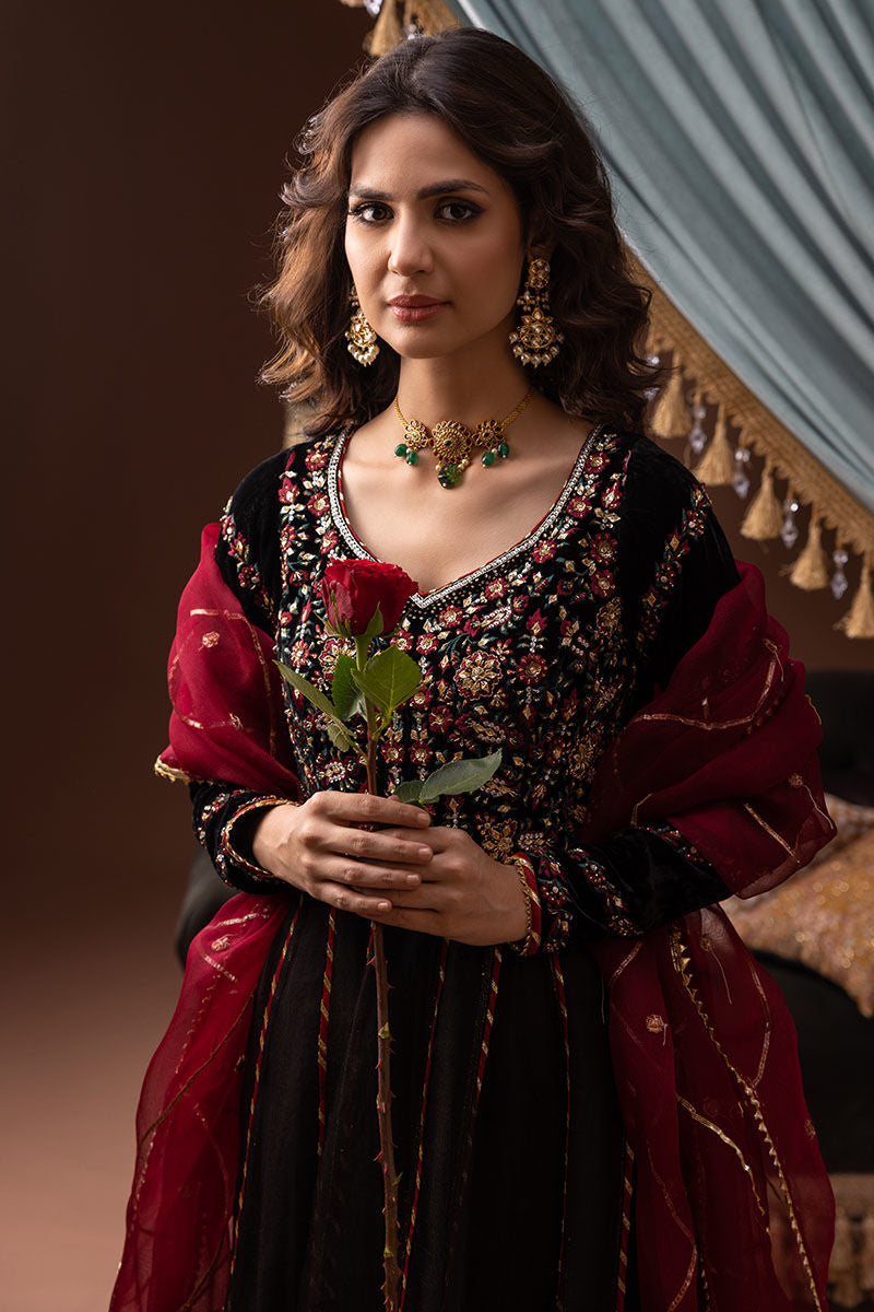 Ansab Jahangir | Bow Velvet Edit | ELAINE - Official Ansab Jahangir - Agha Fabrics UK