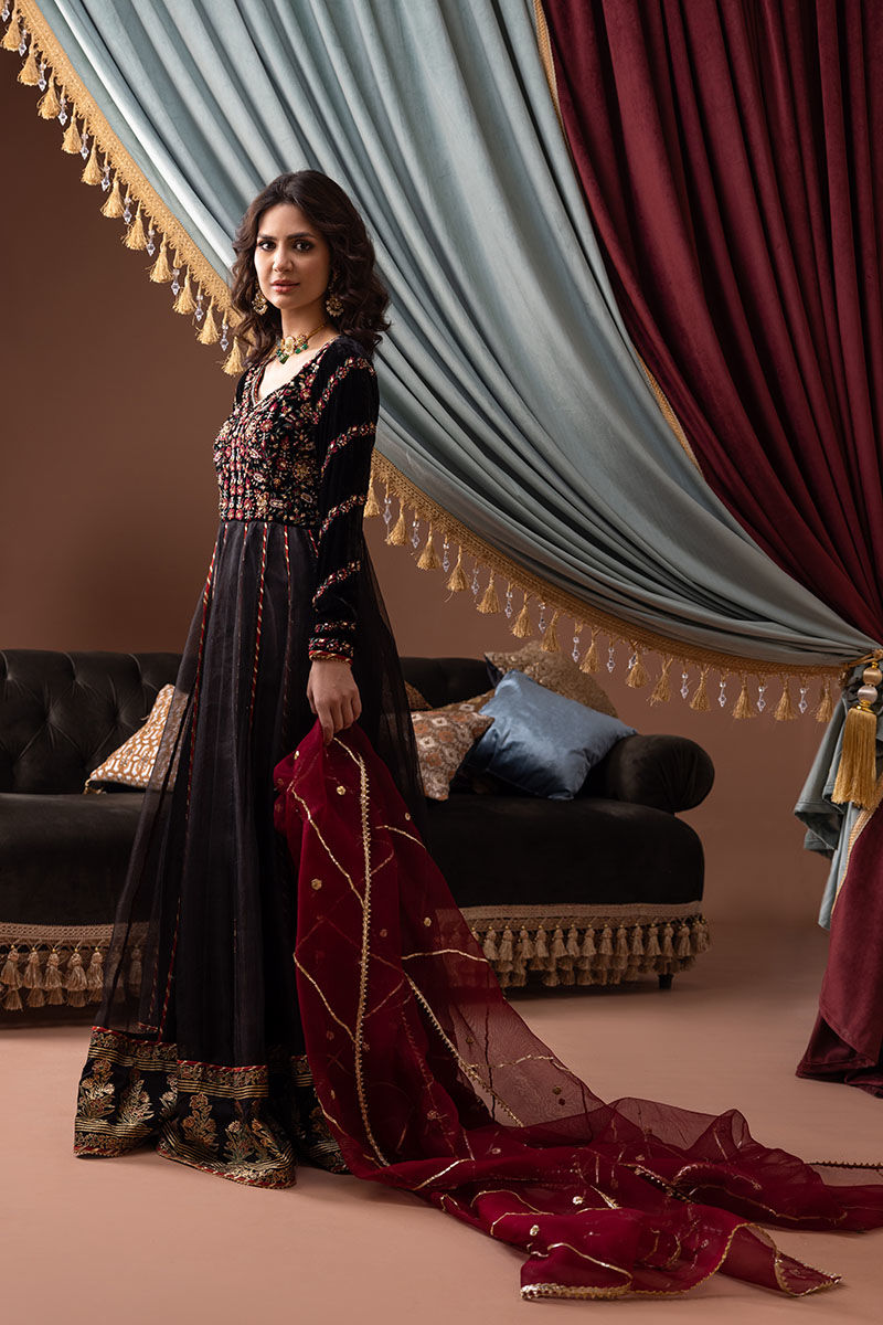 Ansab Jahangir | Bow Velvet Edit | ELAINE - Official Ansab Jahangir - Agha Fabrics UK