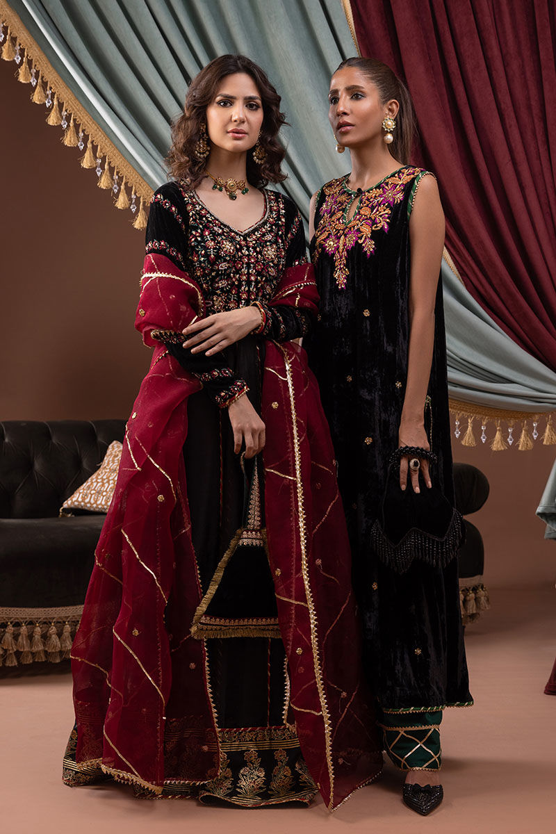 Ansab Jahangir | Bow Velvet Edit | ELAINE - Official Ansab Jahangir - Agha Fabrics UK