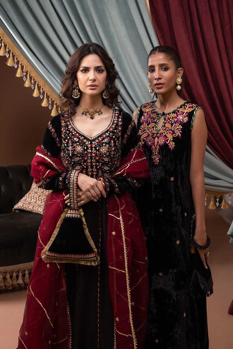 Ansab Jahangir | Bow Velvet Edit | ELAINE - Official Ansab Jahangir - Agha Fabrics UK