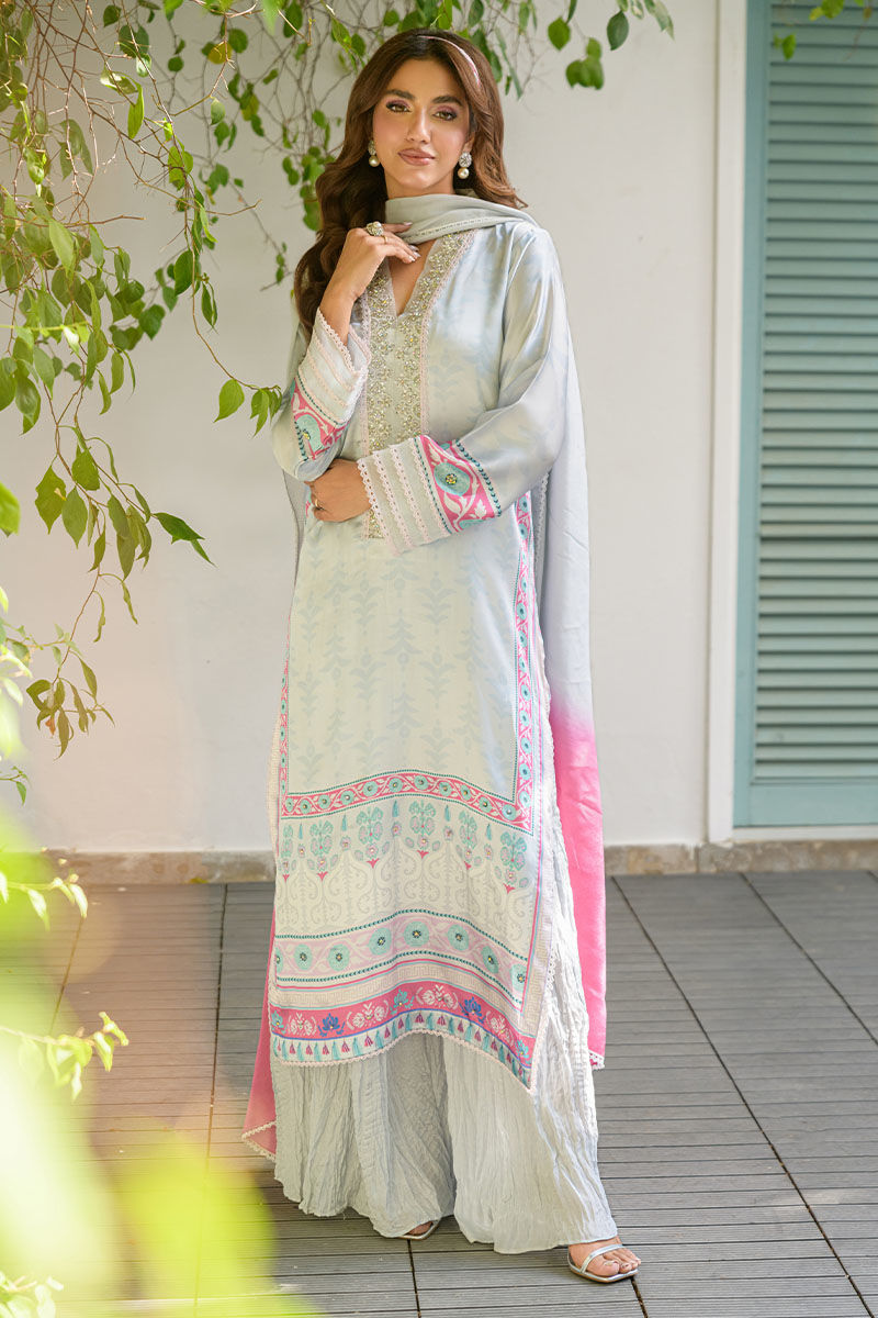 Fatima Khan | Eid Digital Silk Prints | Mod Sky