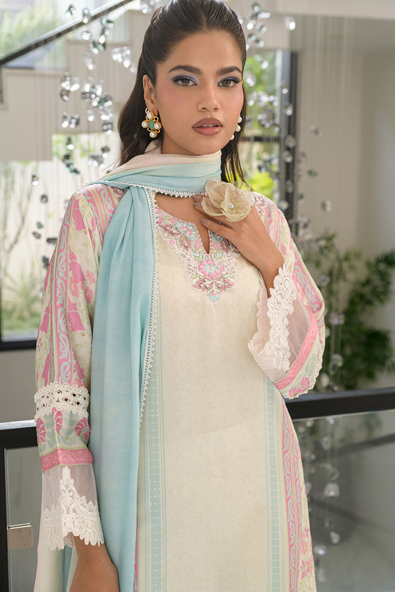 Fatima Khan | Eid Digital Silk Prints | Sage Orchid