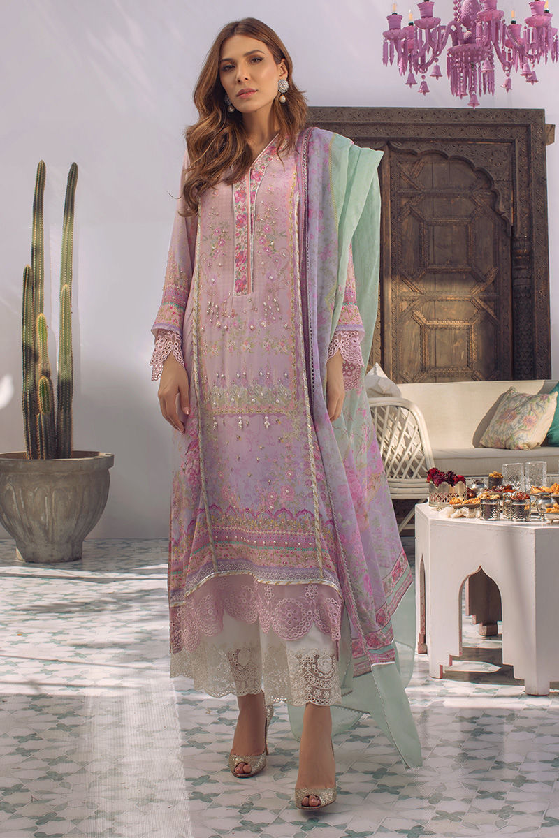 Ansab Jahangir | Digital Silk | Lilac Paisley