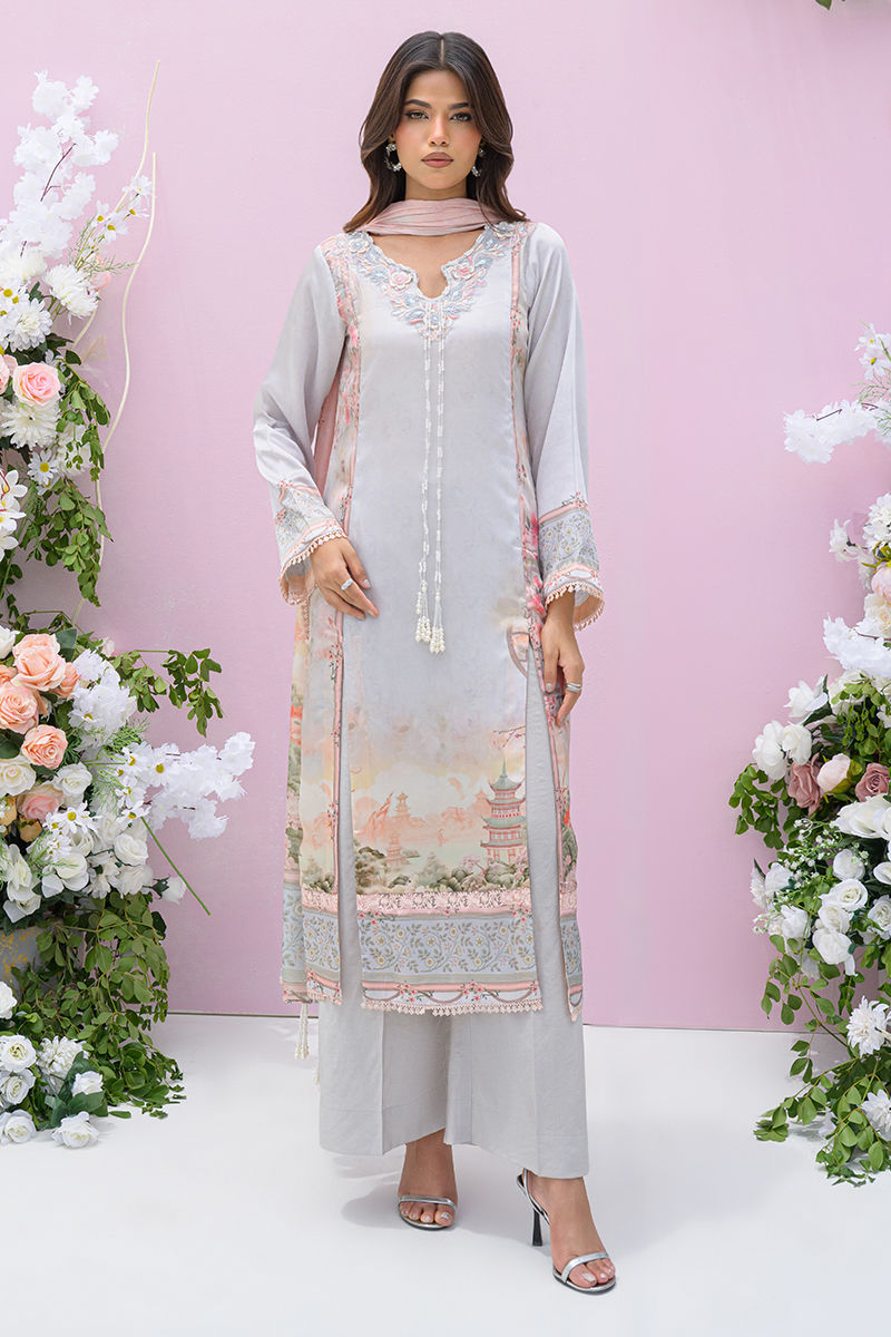 Fatima Khan | Eid Digital Silk Prints | Oriental Haze