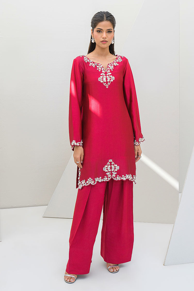 Fatima Khan | Serene Eid Luxe Pret | Ruby Rouge - Official Fatima Khan - Agha Fabrics UK