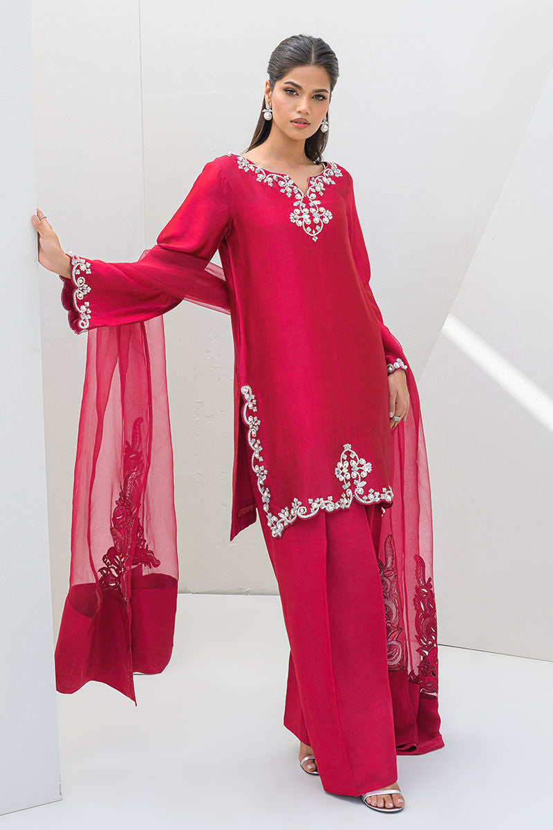 Fatima Khan | Serene Eid Luxe Pret | Ruby Rouge - Official Fatima Khan - Agha Fabrics UK