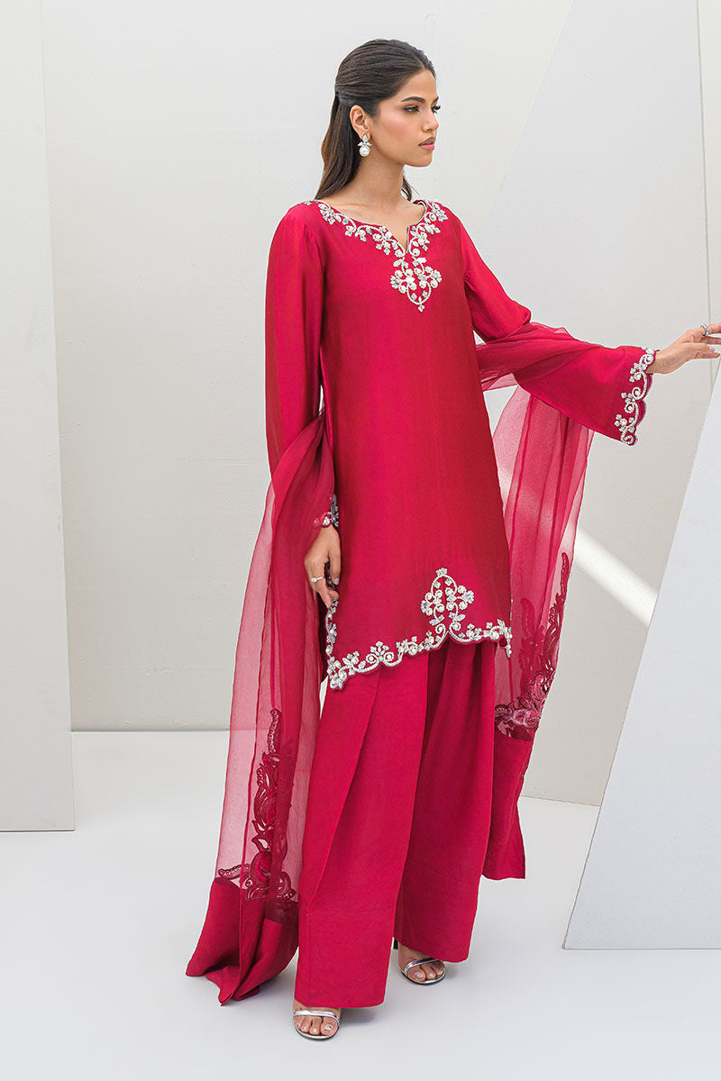 Fatima Khan | Serene Eid Luxe Pret | Ruby Rouge - Official Fatima Khan - Agha Fabrics UK