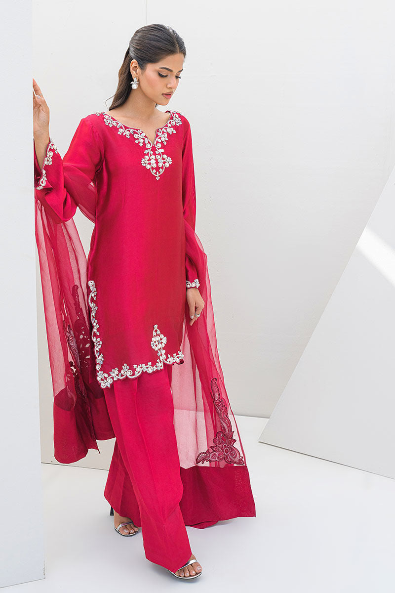 Fatima Khan | Serene Eid Luxe Pret | Ruby Rouge - Official Fatima Khan - Agha Fabrics UK