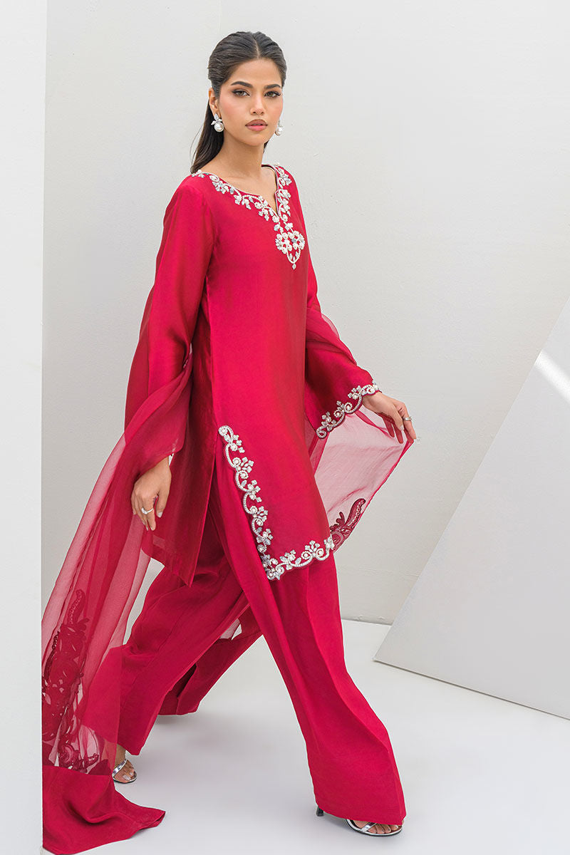 Fatima Khan | Serene Eid Luxe Pret | Ruby Rouge - Official Fatima Khan - Agha Fabrics UK