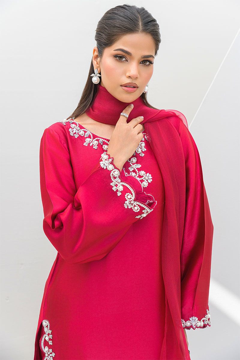 Fatima Khan | Serene Eid Luxe Pret | Ruby Rouge - Official Fatima Khan - Agha Fabrics UK
