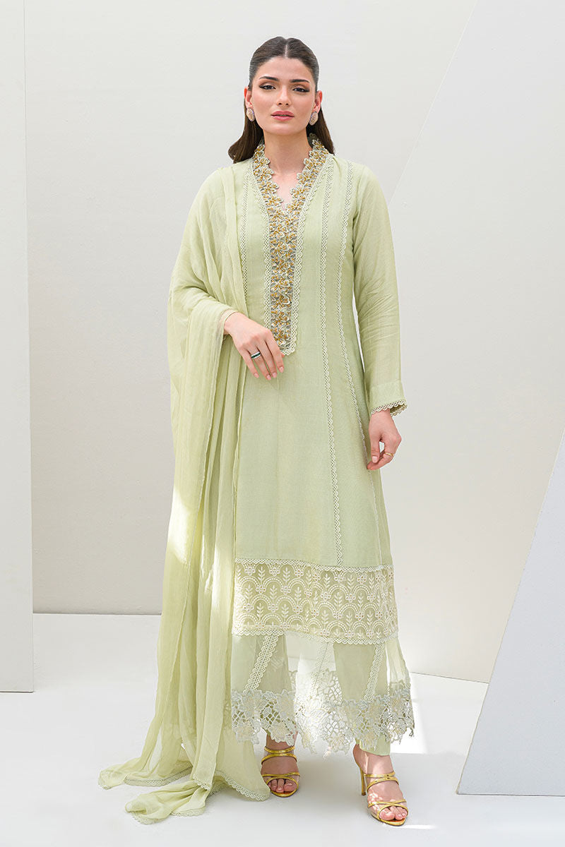 Fatima Khan | Serene Eid Luxe Pret | Honeydew Hue - Official Fatima Khan - Agha Fabrics UK