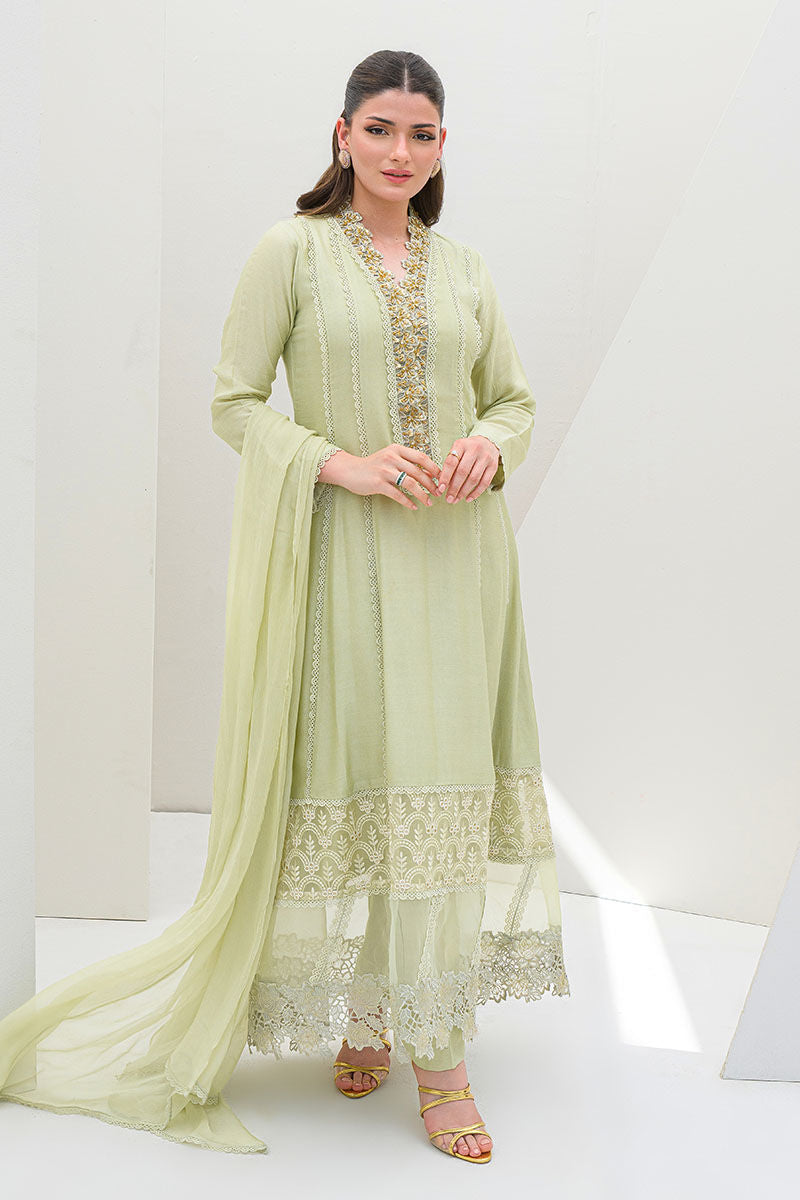 Fatima Khan | Serene Eid Luxe Pret | Honeydew Hue - Official Fatima Khan - Agha Fabrics UK