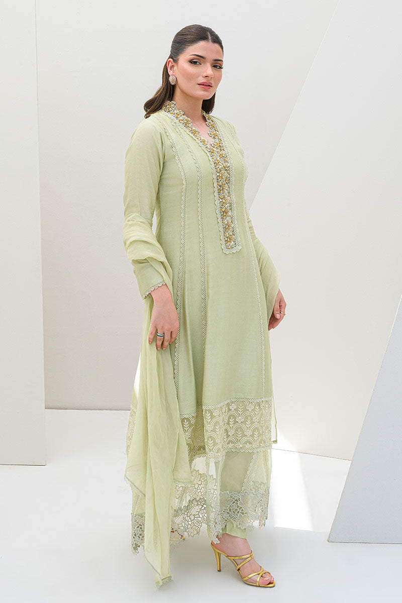 Fatima Khan | Serene Eid Luxe Pret | Honeydew Hue - Official Fatima Khan - Agha Fabrics UK