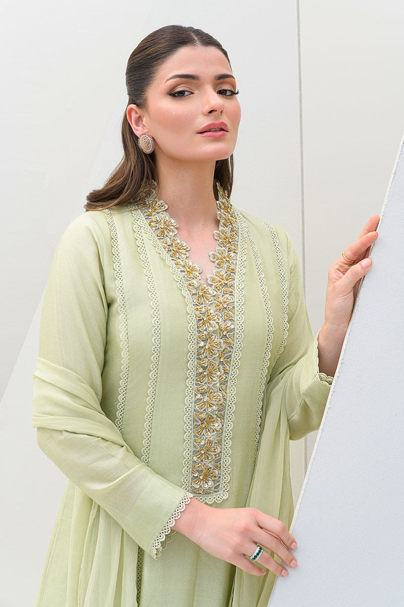 Fatima Khan | Serene Eid Luxe Pret | Honeydew Hue - Official Fatima Khan - Agha Fabrics UK