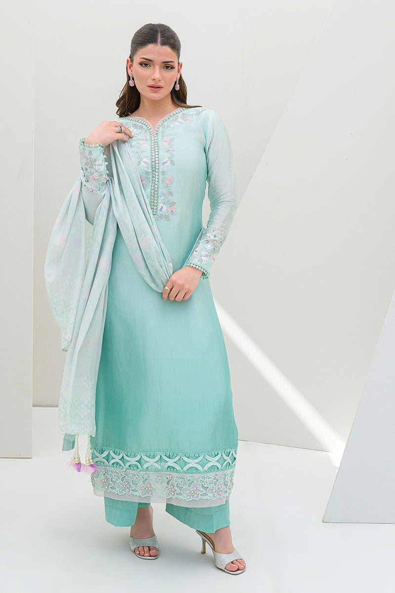 Fatima Khan | Serene Eid Luxe Pret | Minty Magic - Official Fatima Khan - Agha Fabrics UK