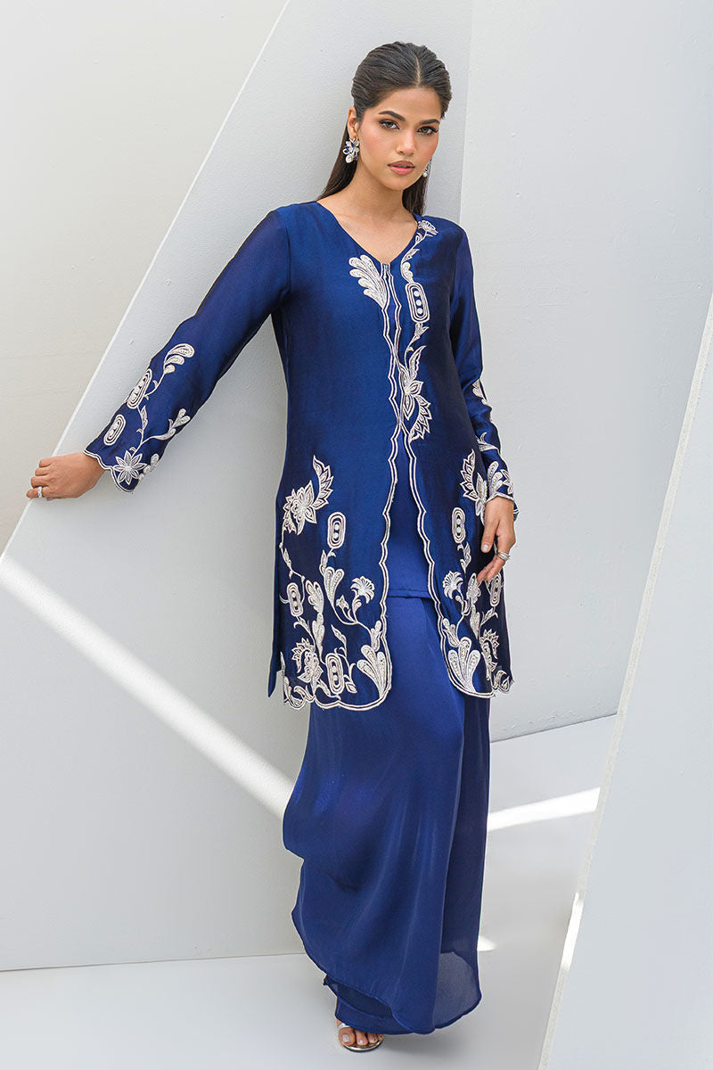 Fatima Khan | Serene Eid Luxe Pret | Blue Noir - Official Fatima Khan - Agha Fabrics UK