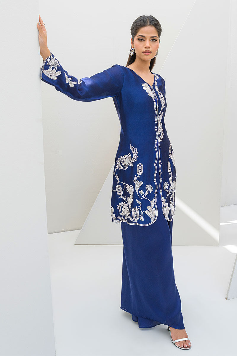 Fatima Khan | Serene Eid Luxe Pret | Blue Noir - Official Fatima Khan - Agha Fabrics UK