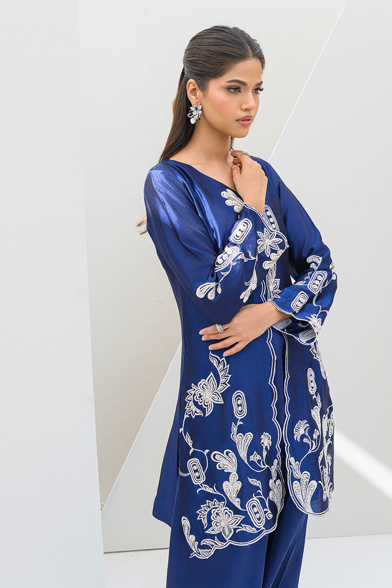 Fatima Khan | Serene Eid Luxe Pret | Blue Noir - Official Fatima Khan - Agha Fabrics UK
