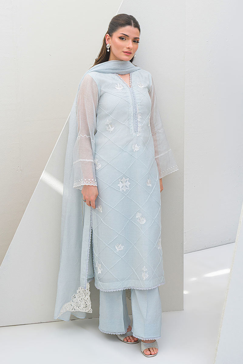 Fatima Khan | Serene Eid Luxe Pret | Azure Frost - Official Fatima Khan - Agha Fabrics UK