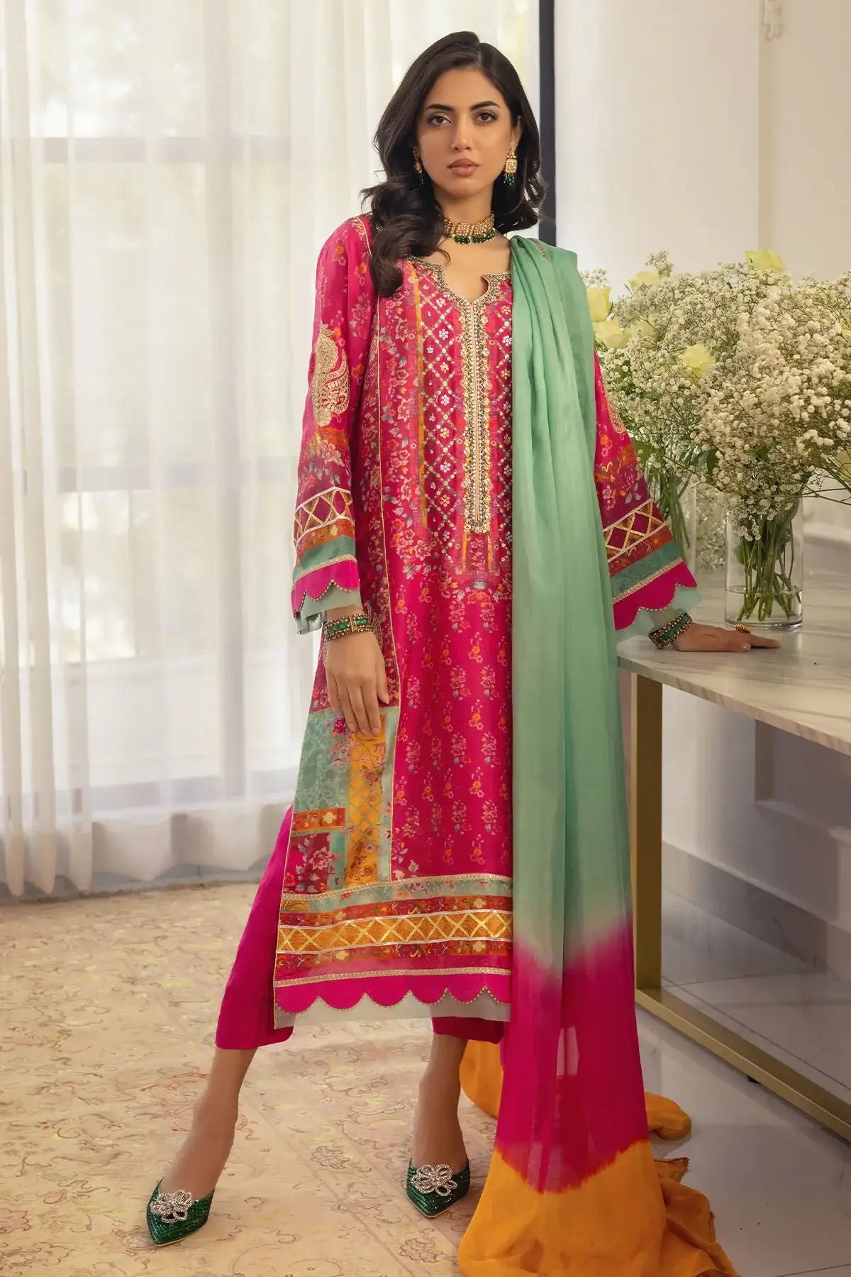 Annus Abrar | Luxe Silk Pret | RENYA-SHIRT AND DUPATTA - Official Annus Abrar - Agha Fabrics UK