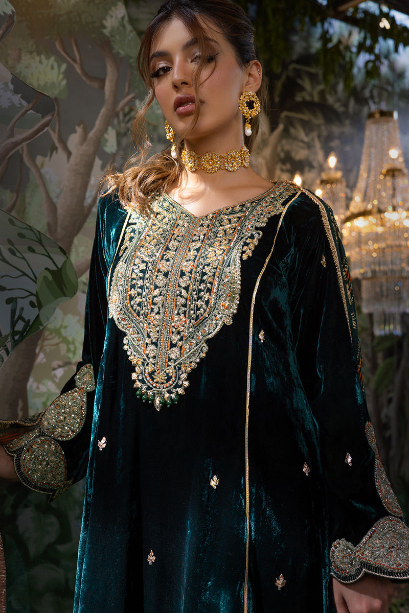 Ansab Jahangir | Bow Velvet Edit | ESMERALDA - Official Ansab Jahangir - Agha Fabrics UK