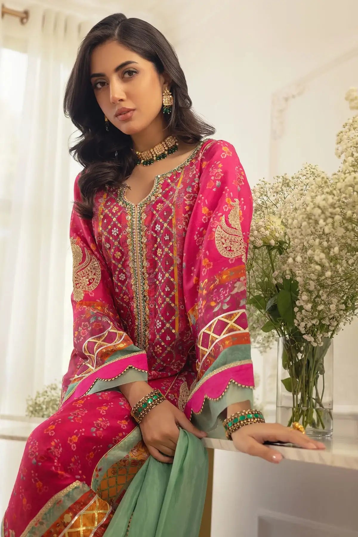 Annus Abrar | Luxe Silk Pret | RENYA-SHIRT AND DUPATTA - Official Annus Abrar - Agha Fabrics UK