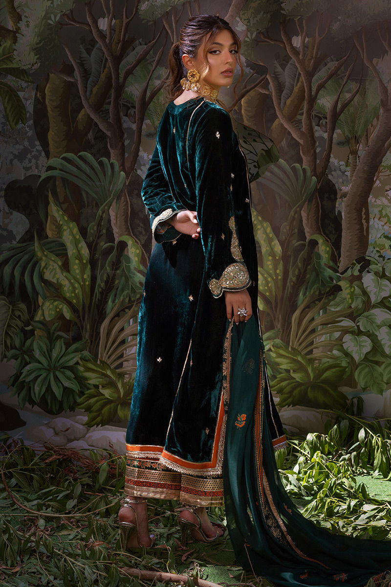 Ansab Jahangir | Bow Velvet Edit | ESMERALDA - Official Ansab Jahangir - Agha Fabrics UK