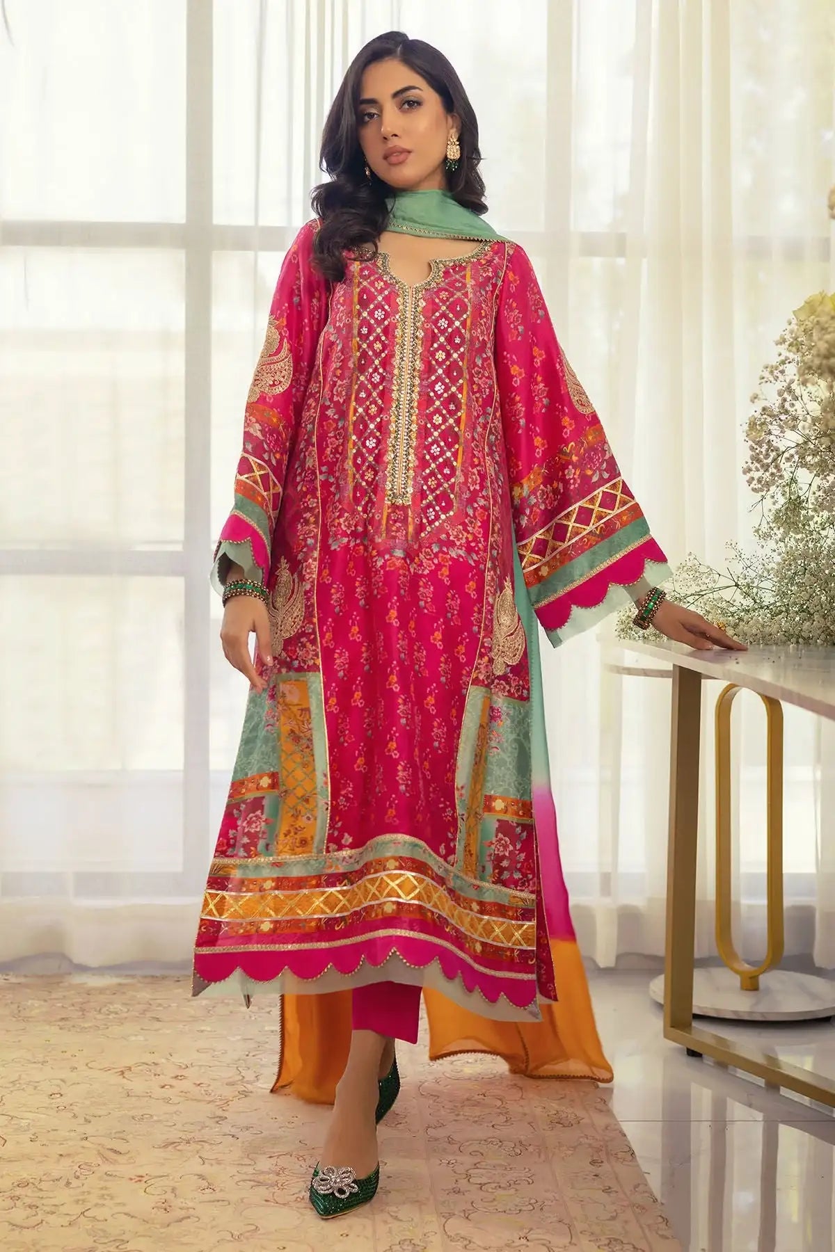 Annus Abrar | Luxe Silk Pret | RENYA-SHIRT AND DUPATTA - Official Annus Abrar - Agha Fabrics UK