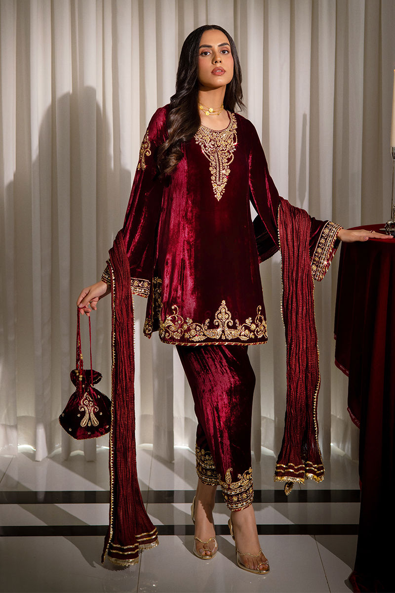 Ansab Jahangir | Bow Velvet Edit | CARLA - Official Ansab Jahangir - Agha Fabrics UK