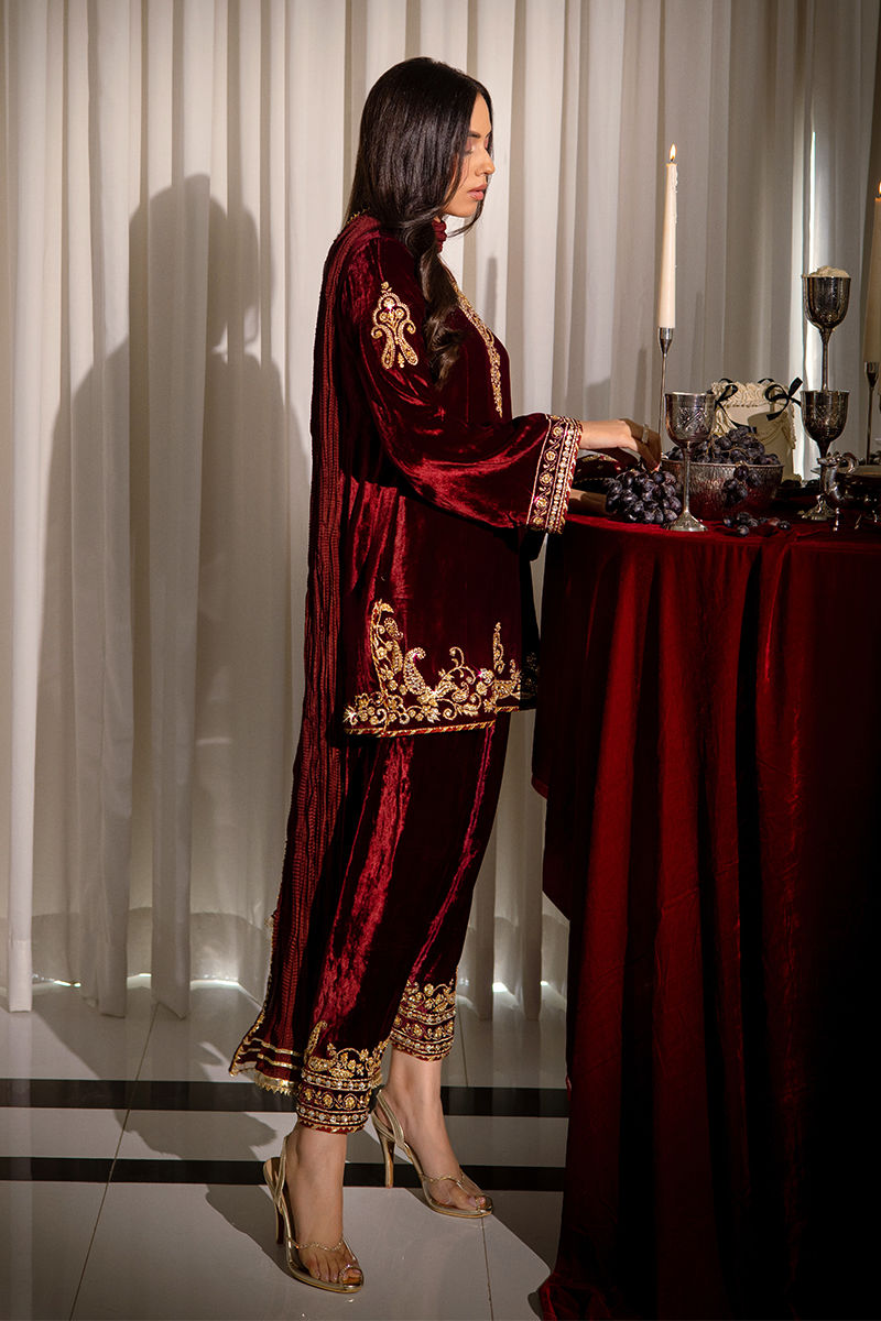 Ansab Jahangir | Bow Velvet Edit | CARLA - Official Ansab Jahangir - Agha Fabrics UK