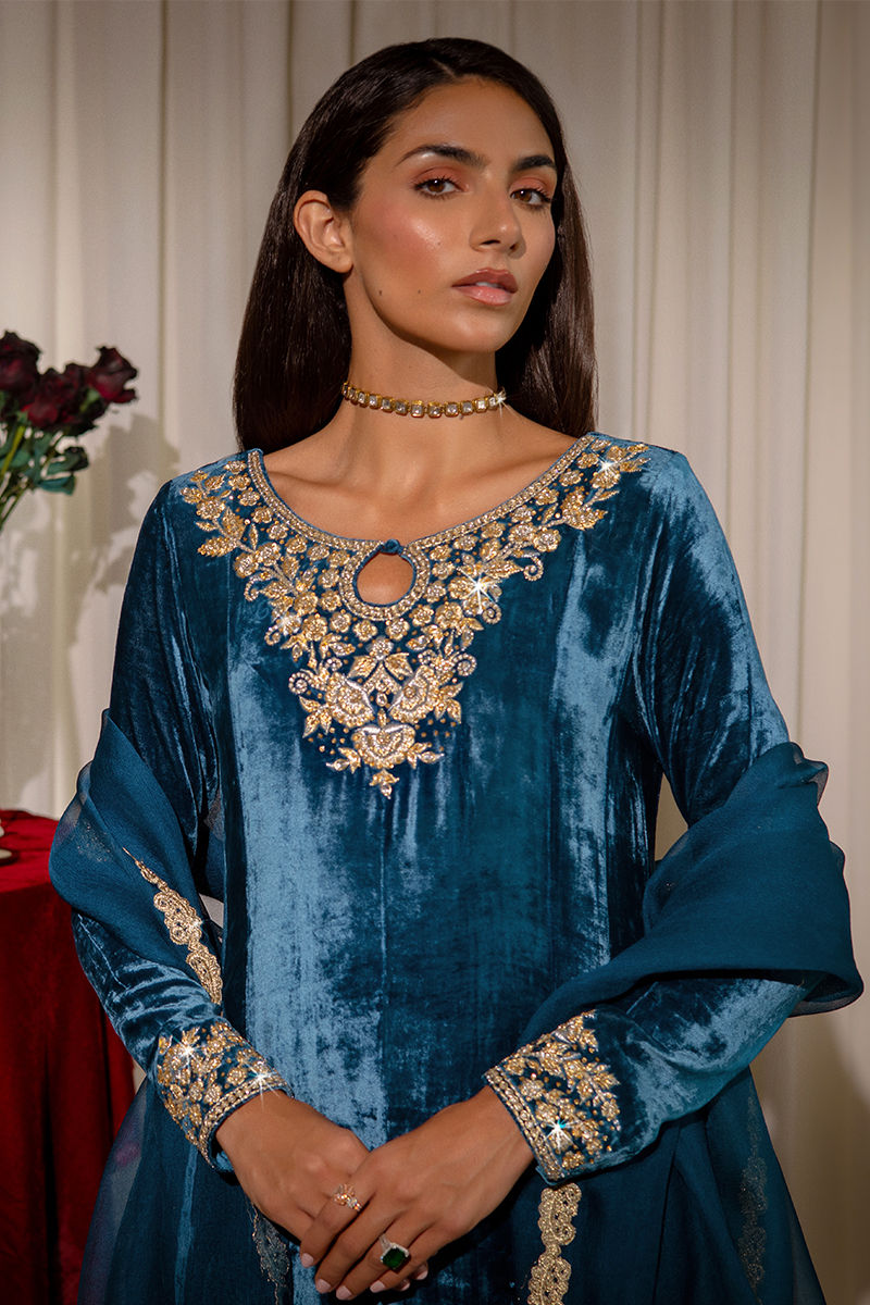 Ansab Jahangir | Bow Velvet Edit | CHARLOTTE - Official Ansab Jahangir - Agha Fabrics UK
