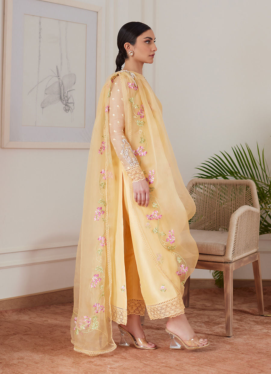 Farah Talib Aziz | Luna Eid Collection 24 | CYRILLA PALE YELLOW - Official Farah Talib Aziz - Agha Fabrics UK
