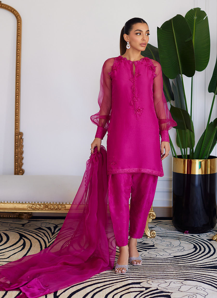 Farah Talib Aziz | Luna Eid Collection 24 | ELIO HOT PINK - Official Farah Talib Aziz - Agha Fabrics UK