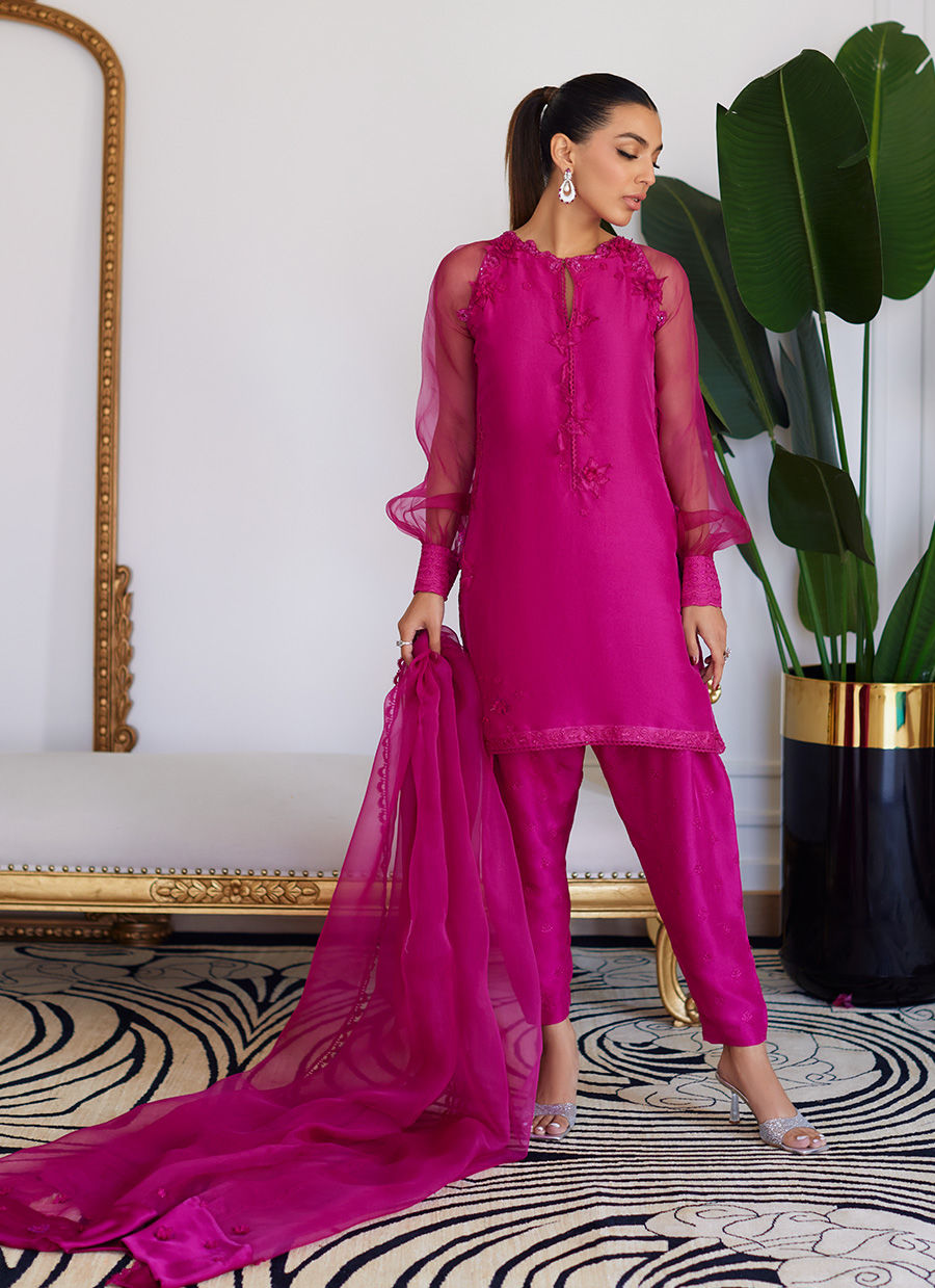 Farah Talib Aziz | Luna Eid Collection 24 | ELIO HOT PINK - Official Farah Talib Aziz - Agha Fabrics UK