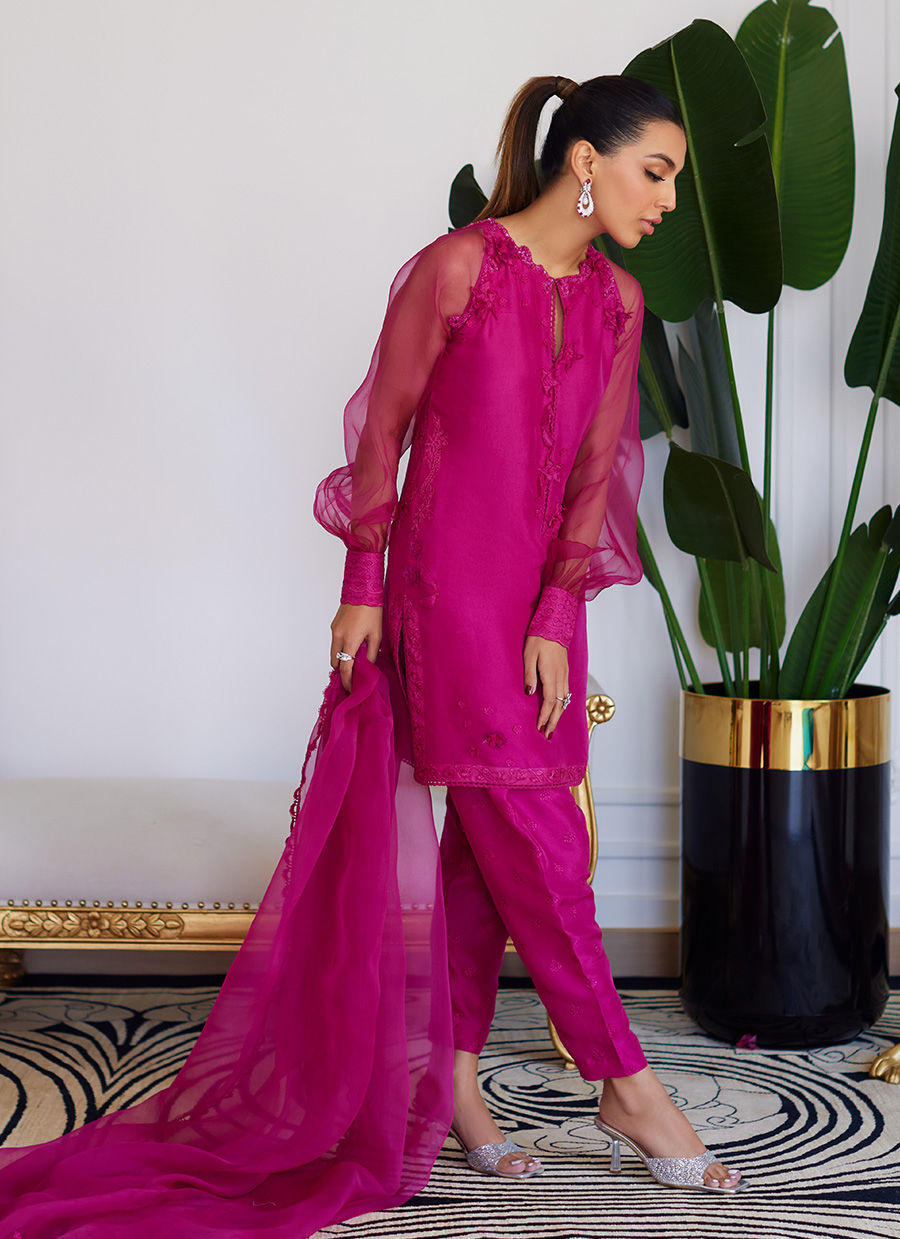 Farah Talib Aziz | Luna Eid Collection 24 | ELIO HOT PINK - Official Farah Talib Aziz - Agha Fabrics UK