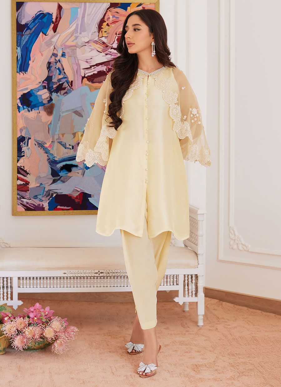 Farah Talib Aziz | Luna Eid Collection 24 | ESMERALDA PASTEL YELLOW
