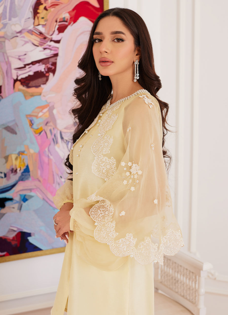 Farah Talib Aziz | Luna Eid Collection 24 | ESMERALDA PASTEL YELLOW